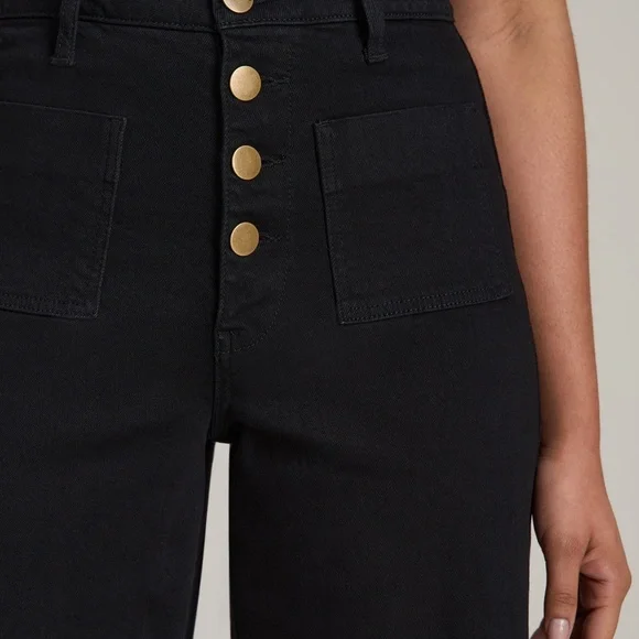 American Tall Stevie Wide Leg Patch Pocket Jeans for Tall Women in Black Size 30 - Picture 2 of 3